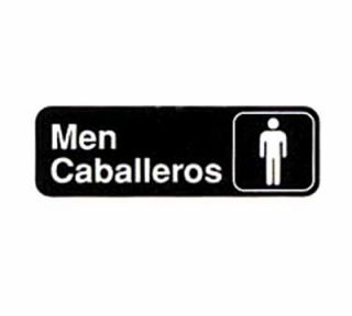 Tablecraft 3 x 9 in Sign, Men / Caballeros, White On Black