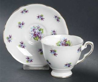 Royal Stafford Sweet Violets (Not Embossed Gold) Footed Cup & Saucer Set, Fine C