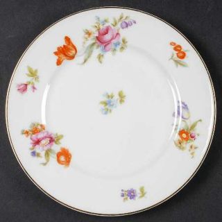KPM Kpm2 Salad Plate, Fine China Dinnerware   Multimotif Florals Rim&Center,Gold