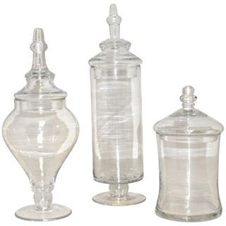 Aris Set of 3 Glass Apothecary Jars, Clear