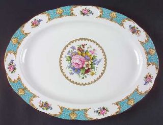 Royal Albert Lady Ascot 16 Oval Serving Platter, Fine China Dinnerware   Turquo