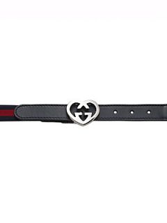 Gucci Toddlers & Little Girls GG Heart Buckle Belt   Navy