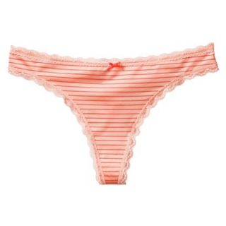 Gilligan & OMalley Womens Micro Lace Thong   Coral Stripe XS