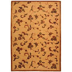 Handmade Paradise Gold New Zealand Wool Rug (5 X 8) (GoldPattern OrientalMeasures 0.625 inch thickTip We recommend the use of a non skid pad to keep the rug in place on smooth surfaces.All rug sizes are approximate. Due to the difference of monitor colo