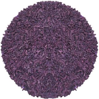 Hand tied Pelle Purple Leather Shag Rug (8 X 8) (LeatherPile height 3 inchesStyle CasualPrimary color PurplePattern ShagTip We recommend the use of a non skid pad to keep the rug in place on smooth surfaces.All rug sizes are approximate. Due to the d