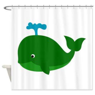  Green Cartoon Whale Shower Curtain  Use code FREECART at Checkout