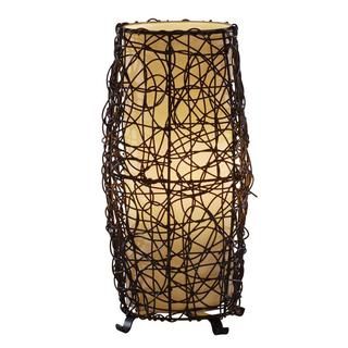 1 light Aged Bronze Finish Faux Rattan Table Lamp