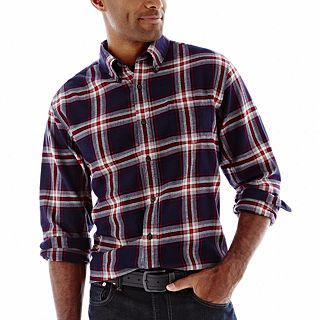 St. Johns Bay Flannel Shirt, Red, Mens