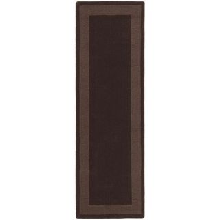 Hand tufted Chocolate Border Wool Rug (25 X 12)