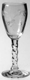 Susquehanna Minerva Cordial Glass   Stem #24ts, Cut Floral Design