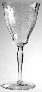 Unknown Crystal Unk7228 Water Goblet   Clear,Gray Cut Floral&Dots