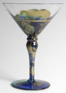 Monarch Crystal Lagoon Martini Glass   Blue/Green With Gold Accent