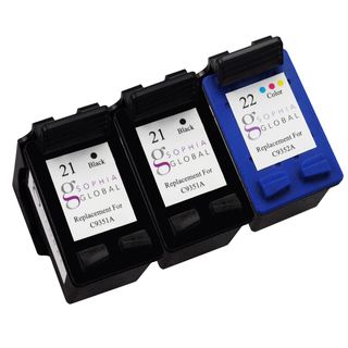 Sophia Global Remanufactured Ink Cartridge Replacement For Hp 21 And Hp 22 (2 Black, 1 Color) (2 Black, 1 TricolorPrint yield Up to 190 pages per black cartridge and up to 165 pages for the color cartridgeModel SG2eaHP211eaHP22Pack of 3We cannot accept