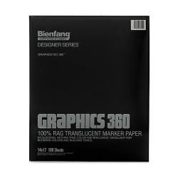 Bienfang 14 inch X 17 inch Graphics 360 Marker Paper (100 Sheet) (14 inches x 17 inchesPad 100 sheetsPaper Translucent white paperPaper fiber 100 percent ragPad binding Tape bound )