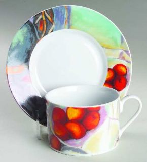 Sakura Paul Cezanne Flat Cup & Saucer Set, Fine China Dinnerware   Cezanne Paint