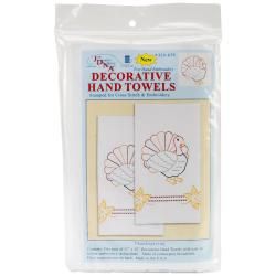 Stamped White Decorative Hand Towel 17 X28 One Pair  Thanksgiving