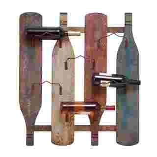 Wall Mounted Wine Holder (Multi colorFinish AntiqueMaterials Wood, metalQuantity One (1) wine rackSetting IndoorDimensions 30 inches high x 27 inches wide x 4 inches deep )
