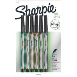 Sharpie Pen Stylo Fine 6/pkg assorted Colors (Turquoise; Clover; Coral; Orange; Hot Pink; and Purple. Features These water  and smear resistant pens are great for home and school use Acid free; non toxic. Conforms to ASTM D 4236. Imported. Refillable N