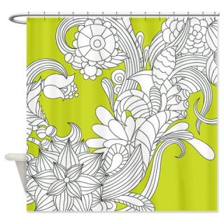  Lime Floral Sketch Shower Curtain  Use code FREECART at Checkout