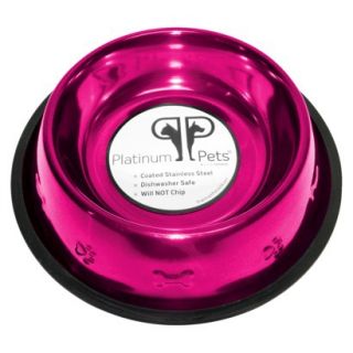 Platinum Pets Stainless Steel Embossed Non Tip Dog Bowl   Raspberry (4 Cup)
