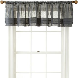 ROYAL VELVET Crushed Voile Tailored Pleated Valance, Lustrous Steel