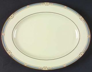 Lenox China Monterey 13 Oval Serving Platter, Fine China Dinnerware   Pink,Whit