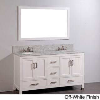 Marble top Double Sink Bathroom Vanity And Mirror Set