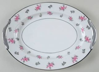 Noritake Anita 13 Oval Serving Platter, Fine China Dinnerware   Pink & Platinum