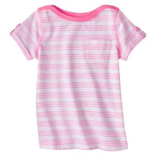 Cherokee Infant Toddler Girls Short Sleeve Striped Tee   Dazzle Pink 3T
