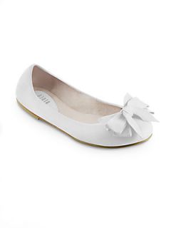 Bloch Toddlers & Girls Big Bow Leather Ballet Flats   White
