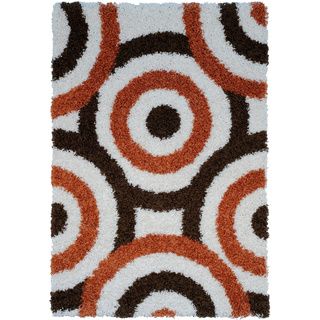 Soft Shag Circles Terracotta/ Ivory Area Rug (5 X 7)