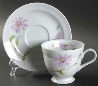 Mikasa Flower Of The Month Footed Cup & Saucer Set, Fine China Dinnerware   Natu