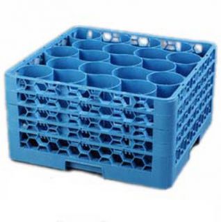 Carlisle Full Size Dishwasher Glass Rack   20 Rounded Compartments, 4 Extenders, Blue