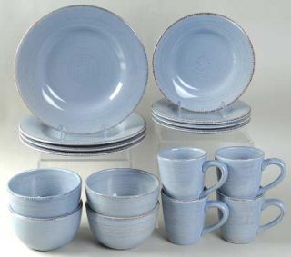 Tag Ltd Sonoma Blue 16 Piece Set, Fine China Dinnerware   Ironstone,All Blue,Rus