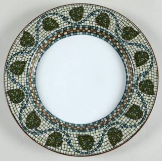 Dansk Edera Salad Plate, Fine China Dinnerware   Mosaic,Green/Brown  Ivy,White T