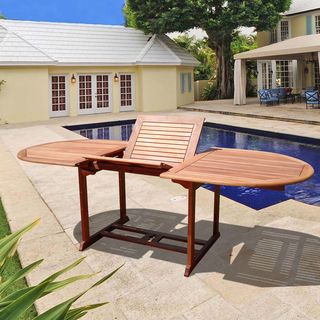 Outdoor Eucalyptus Oval Extention Table With Foldable Butterfly