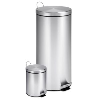 HONEY CAN DO Honey Can Do 30  and 3 Liter Stainless Steel Step Trash Can Combo