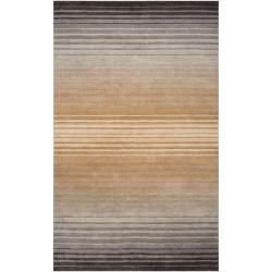 Hand crafted Brown/grey Ombre Casual Burger Wool Rug (33 X 53)