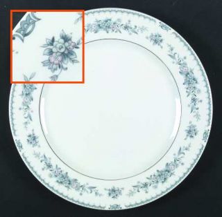 Sandalwood Harmony Dinner Plate, Fine China Dinnerware   Blue & Pink Floral Rim,