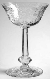 Heisey Virginia Champagne/Tall Sherbet   Stem #4091, Cut #945, Cut Floral Design