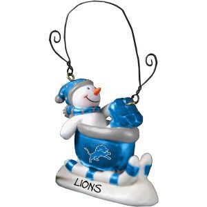 Detroit Lions Sledding Snowman Ornament