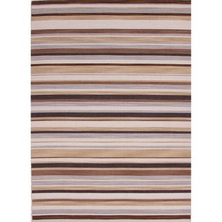 Handmade Flat weave Stripe patterned Multicolor Wool Rug (4 X 6)
