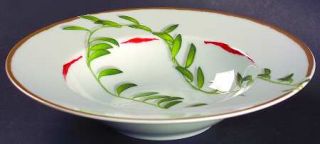 Raynaud Nature Celadon Rim Soup Bowl, Fine China Dinnerware   Menton Shape, Chri