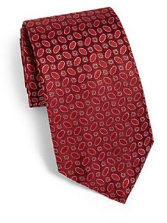  Collection Small Oval Medallion Silk Tie   Red