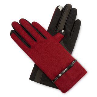 Isotoner Stretch Wool Touchscreen Gloves, Burgandy, Womens