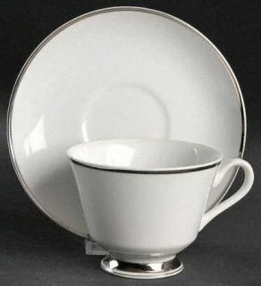 Gildhar Elegance Footed Cup, Fine China Dinnerware   Thick &Thin Platinum Verge