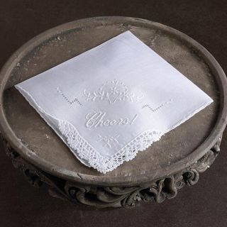 Crochet Lace Embellished Cheers Handkerchiefs (set Of 12)