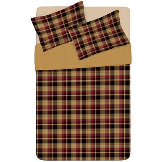 Sunbeam Heavyweight Fleece 3 pc. Comforter Set, Apple Valley Plaid