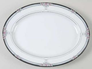 Noritake Seance 13 Oval Serving Platter, Fine China Dinnerware   Commander,Pink