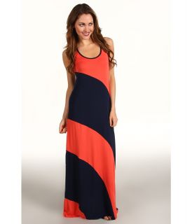 Michael Stars Stella Color Block Modal Jersey Maxi Dress Womens Dress (Orange)